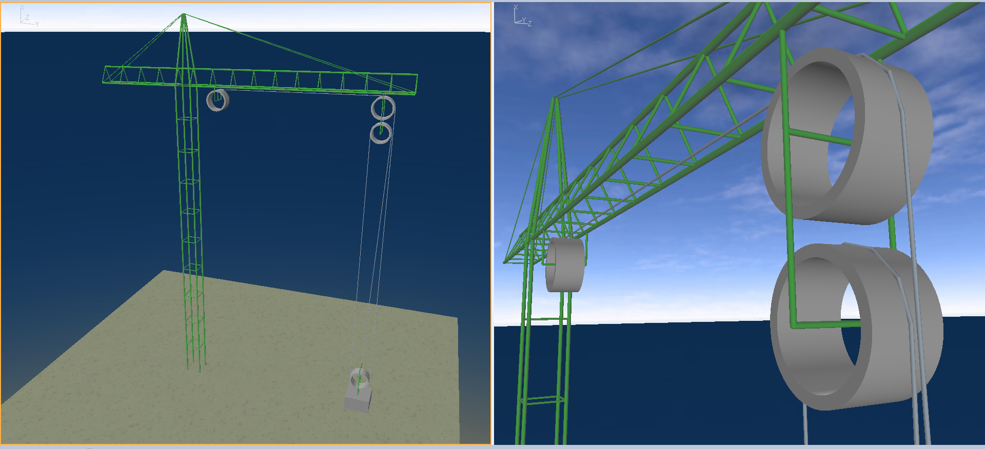 Tower Crane with 3 Pulleys